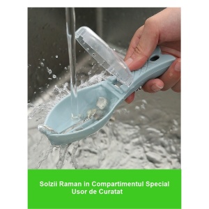 Curatator Manual Solzi de Peste, Flippy, Forma Peste , Recipient cu Capcac pentru Solzi, Plastic, Albastru deschis, 16x6 cm - Img 3