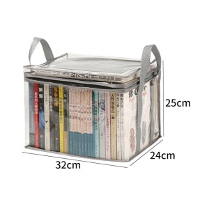 Cutie de Depozitare, Flippy, din PVC + Textil, Rezistenta la Apa, Geanta pentru Carti, 32x24x25 cm, Transparent-Alb - Img 7