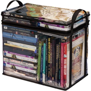 Cutie de Depozitare, Flippy, din PVC + Textil, Rezistenta la Apa, Geanta pentru Carti, 38x24x32 cm, Transparent-Negru