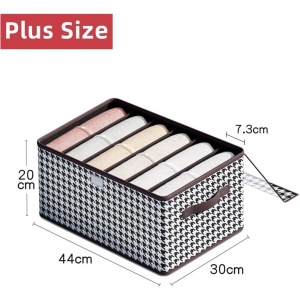 Cutie De Depozitare, Flippy, Pentru Haine, Lenjerie, Sosete Si Sutiene, Material Textil, 6 Compartimente, 44x30x20 cm, Culoare Alb-Negru - Img 10