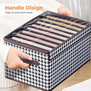 Cutie De Depozitare, Flippy, Pentru Haine, Lenjerie, Sosete Si Sutiene, Material Textil, 7 Compartimente, 44x30x20 cm, Culoare Alb-Negru - Img 9