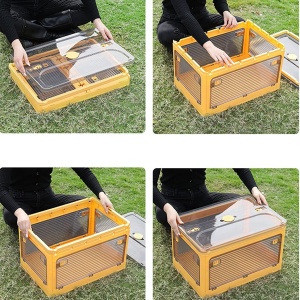 Cutie de depozitare pliabila, Flippy, Cu capac, 40 L, Plastic, 47x35x24.5 cm, Albastru - Img 3