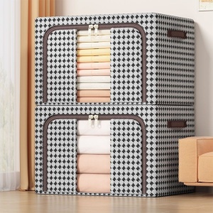 Cutie de Depozitare Pliabila, Flippy, Cu fermoar Bidirectional, 24 L, Textil, 40x30x20 cm, Cadru Metalic, o Fereastra, Suport Baza Stabil din Plastic, Design Zebra, Alb Negru - Img 8