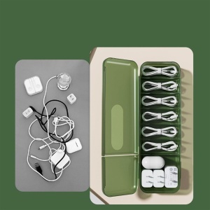 Cutie Organizatoare pentru Cabluri, Flippy, din Plastic, 28 x 9 x 6 cm, Verde - Img 4