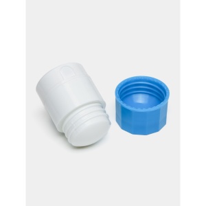Cutie Pastile Multifunctionala, Flippy, 4 in 1, Pahar Apa, Taiere, Sfaramare, Depozitare, Compact, ABS cu Lama din Inox, Alb/Albastru, 8.7x6.2x4.1 cm - Img 4