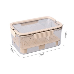 Cutie pentru Depozitare Alimente, Flippy, de Uz Casnic, 2 Compartimente, Zona pentru Gheata, Mentinere Fresh, cu Maner, Material PET, 23x15x10.8 cm, Bej - Img 17