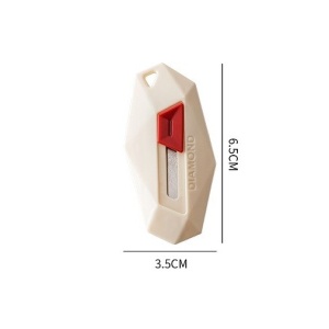 Cutter pentru Cutii, Flippy, Varf Rotunjit si Zimtat, Tip Breloc, 6.5x3.5 cm, Crem - Img 3
