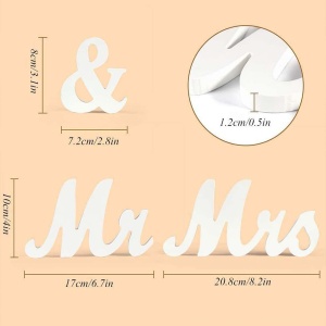 Decor pentru Masa, Flippy, Model Mr&Mrs, Tematica Nunta, 10x20 cm, Alb - Img 4