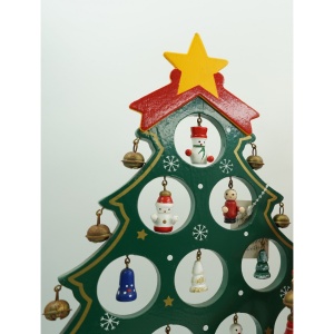 Decoratiune Craciun, Brad, Verde, 15 cavitati cu ornamente, 25.5 cm x 33 cm, Lemn, Flippy - Img 2