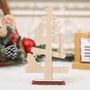 Decoratiune de Craciun din Lemn, Flippy, pentru Masa, Scris We Wish You A Merry Christmas, Model Bradut, 21.5x12.2x4 cm, Multicolor - Img 3