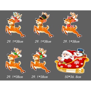 Decoratiune de Craciun, Flippy, pentru Gradina, Tip Trenulet, 6 Figurine + Bete de Infipt in Pamant, din Plastic, Impermeabil, Model Mos Craciun cu Renii, Multicolor - Img 5