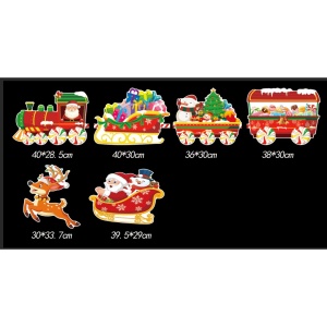 Decoratiune de Craciun, Flippy, pentru Gradina, Tip Trenulet, 6 Figurine + Bete de Infipt in Pamant, din Plastic, Impermeabil, Model Mos Craciun in Tren si in Sanie, Multicolor - Img 2