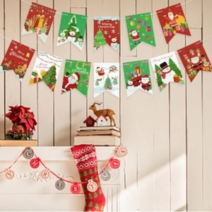 Decoratiune de Craciun, Flippy, Tip Banner, 12 Piese, pentru Usa sau Perete, Multicolor, Sfoara Inclusa, Model A - Img 6