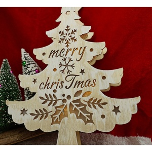 Decoratiune luminoasa, model de Brad cu inscriptie Marry Christmas, alb, lungime: 11 cm, latime: 5 cm, inaltime: 30 cm, lemn, interior/exterior - Img 2