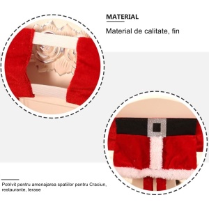 Decoratiune pentru scaun cu tematica de Craciun Flippy, elastica, material textil/poliester, 46 x 30 cm, rosu - Img 3