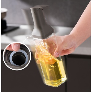 Dispenser pentru Ulei, Flippy, Deschidere si Inchidere Automata a Rezervorul, cu Inductie Gravitationala, 500 ml, 29.5x6x6 cm, Gri - Img 10