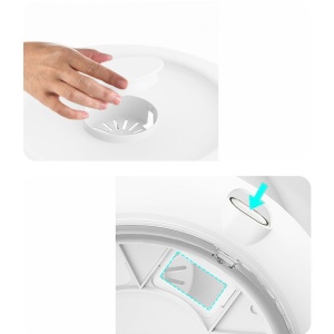 Dozator etajat de cereale Flippy, rotativ 360, 6 compartimente, capacitate 10L, cofrag special pentru oua, vas pentru scurgerea cerealelor, 35x27.5 cm, alb - Img 9