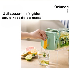Dozator portabil pentru bauturi Flippy, 3.5 litri, capac etans, duza deschidere/inchidere, recipent din plastic, gradat, filtru, maner, pentru diverse bauturi, 29.7 x 14.1 x 14.4 cm, verde - Img 3