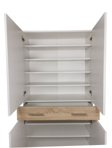Dulap sau pantofar Zaragosa, stejar alb si alb, 90x35x195 cm - Img 3