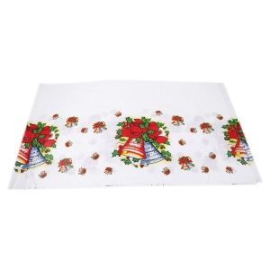 Fata de masa dreptunghiulara Flippy, PVC, 2.5 mm grosime, imprimeu clopotei, potrivit pentru Craciun, utilizare multipla, 180 x 108 cm, alb - Img 2