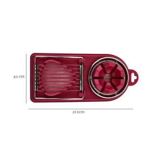 Feliator multifunctional Flippy pentru oua, mozzarela, fructe, 2 forme de feliere, agatatoare, 20 cm, Visiniu - Img 8