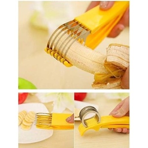 Feliator pentru Alimente, Flippy, Accesoriu pentru Bucatarie, Cutit pentru Legume si Fructe, Model Banana, Ergonomic, 17.5x5x4 cm, Galben - Img 8