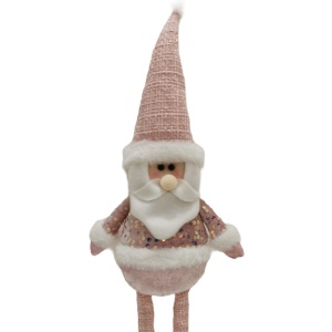 Figurina Decorativa, Pentru Craciun, Flippy, Mos Craciun, Picioare Telescopice, Inaltime Reglabila 44-54cm, Bluza cu Paiete, Roz - Img 4