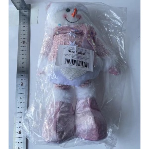 Figurina Decorativa, Pentru Craciun, Flippy, Om de Zapada, Picioare Telescopice, Inaltime Reglabila 44-54cm, Caciula cu Paiete, Roz - Img 4