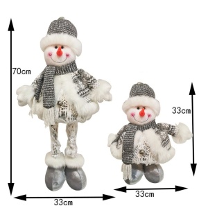 Figurina Decorativa, Pentru Craciun, Flippy, Om de Zapada, Picioare Telescopice, Inaltime Reglabila 33- 70 cm, Pantaloni Luciosi, Alb/Argintiu - Img 4