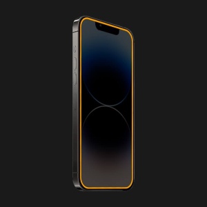 Folie de Sticla Securizata pentru Apple iPhone 15 Pro Max, Flippy, Luminous, Margine Fosforescenta Neon din Silicon, Mat, Anti-Amprenta, Protectie Completa, 9H, Portocaliu - Img 2