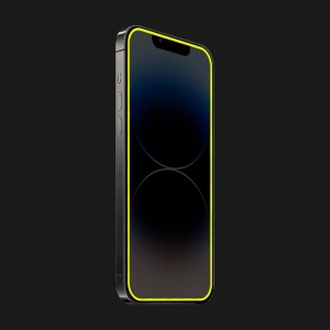 Folie de Sticla Securizata pentru Apple iPhone 15 Pro Max, Flippy, Luminous, Margine Fosforescenta Neon din Silicon, Mat, Anti-Amprenta, Protectie Completa, 9H, Galben - Img 3