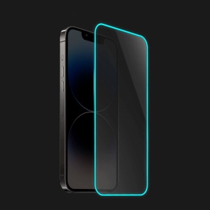 Folie de Sticla Securizata pentru Apple iPhone 15 Pro Max, Flippy, Luminous, Margine Fosforescenta Neon din Silicon, Mat, Anti-Amprenta, Protectie Completa, 9H, Albastru - Img 4