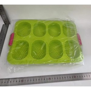 Forme de Silicon pentru Copt, Flippy, 8 Forme Ovale, pentru Paine si Prajituri, 34.5 x 23.8 x 2.5 cm, Verde/Roz - Img 2