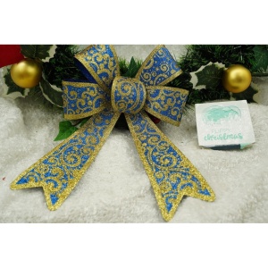 Funda pentru brad, Albastra, model spiralat, cu margini aurii, 15 x 23 cm, PVC, Flippy - Img 5