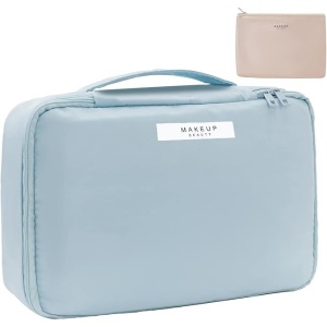 Geanta de Calatorie, Flippy, pentru Cosmetice si Articole de Toaleta, Material Impermeabil, 2 in 1, Portfard Interior Detasabil, 23 x 16 x 8 cm, Albastru - Img 5