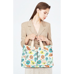 Geanta de Mana/Umar, Multifunctionala, Flippy, Inchidere cu Capsa, Imprimeu Fructe, Material Textil, 33.5 x 25 x 14.5 cm, Multicolor - Img 3