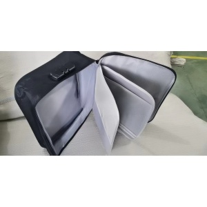 Geanta Flippy pentru Depozitare Acte si Documente, Facturi, Carduri, cu Cod de Securitate, 2 Compartimente, Impermeabila, 37 x 10.5 x 27 cm, Albastru Marin - Img 9