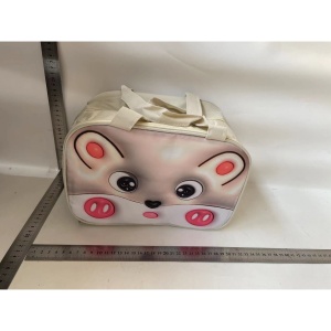 Geantă Frigorifică, Flippy, cu Desene Animat 3D, Portabilă pentru Copii, de Prânz, din Pânză Oxford, 27.5x18x20 cm, Model Soricel, Bej - Img 2
