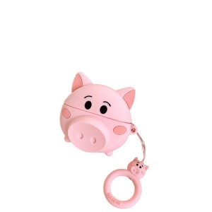 Husa AirPods cu Inel Prindere Porc Roz - Img 4
