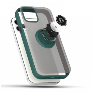 Husa Anti Fall Metal Bracket pentru Apple iPhone 14 Pro, Rezistenta la socuri, Margini colorate, Cu inel de prindere magnetic, Flippy, Verde - Img 4