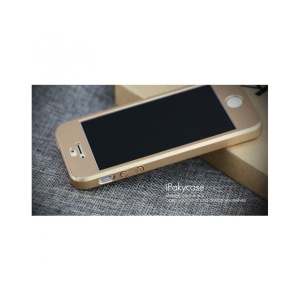 Husa Apple iPhone 5/5S/SE IPAKY Full Cover 360 Auriu cu Folie Cadou - Img 8