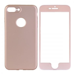 Husa Apple iPhone 6 Plus Full Silicone 360 Auriu + Folie de protectie - Img 2