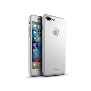 Husa Apple iPhone 7 Plus IPAKY Full Cover 360 Argintiu + Folie Cadou - Img 2