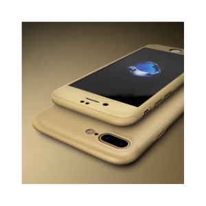 Husa Apple iPhone 7 Plus IPAKY Full Cover 360 Auriu + Folie Cadou - Img 1