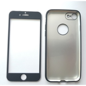 Husa Apple iPhone 8 Plus Full Silicone 360 Negru + Folie de protectie - Img 4
