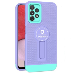 Husa Armor Design cu Stand pentru Samsung A13 4G, Mov/Albastru, Suport Auto Magnetic, Wireless Charge, Protectie Antisoc, Flippy