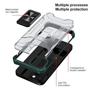Husa de protectie Flippy compatibila cu Apple iPhone 13 Acrylic Armor cu suport Verde Inchis - Img 2