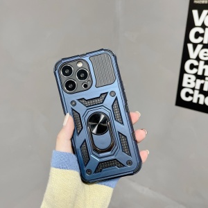Husa de protectie Flippy compatibila cu Apple iPhone 13 Pro Max Defender Model 4 cu suport,Albastru - Img 5