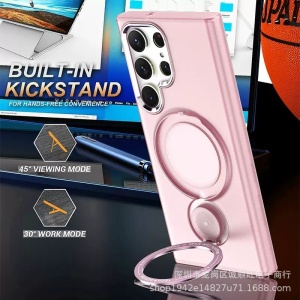 Husa de protectie Flippy, cu incarcare Wireless, Tehnologie Magsafe, TPU, Inel magnetic rotativ cu functie de suport, pentru Samsung Galaxy S23 Ultra , Rose Gold - Img 5