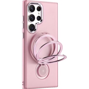 Husa de protectie Flippy, cu incarcare Wireless, Tehnologie Magsafe, TPU, Inel magnetic rotativ cu functie de suport, pentru Samsung Galaxy S23 Ultra , Rose Gold - Img 1